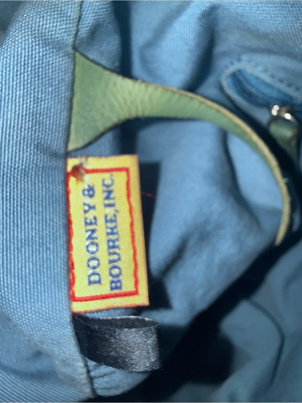 Y2K Dooney & Bourke Cream and Mint Canvas Logo Satchel